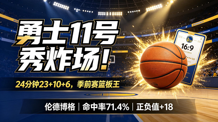 NBA季前赛伦德博格24分钟砍下23+10+6，命中率71.4%登顶篮板王