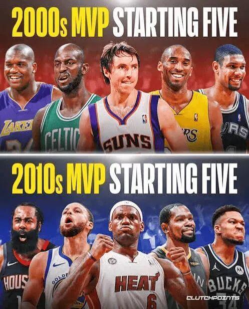 美媒Josh晒图：00年代MVP vs 10年代MVP，巅峰对决如何选？