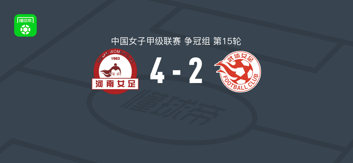 河南女足4-2武汉武体三镇女足，黄佳彤帽子戏法，樊梦霏破门
