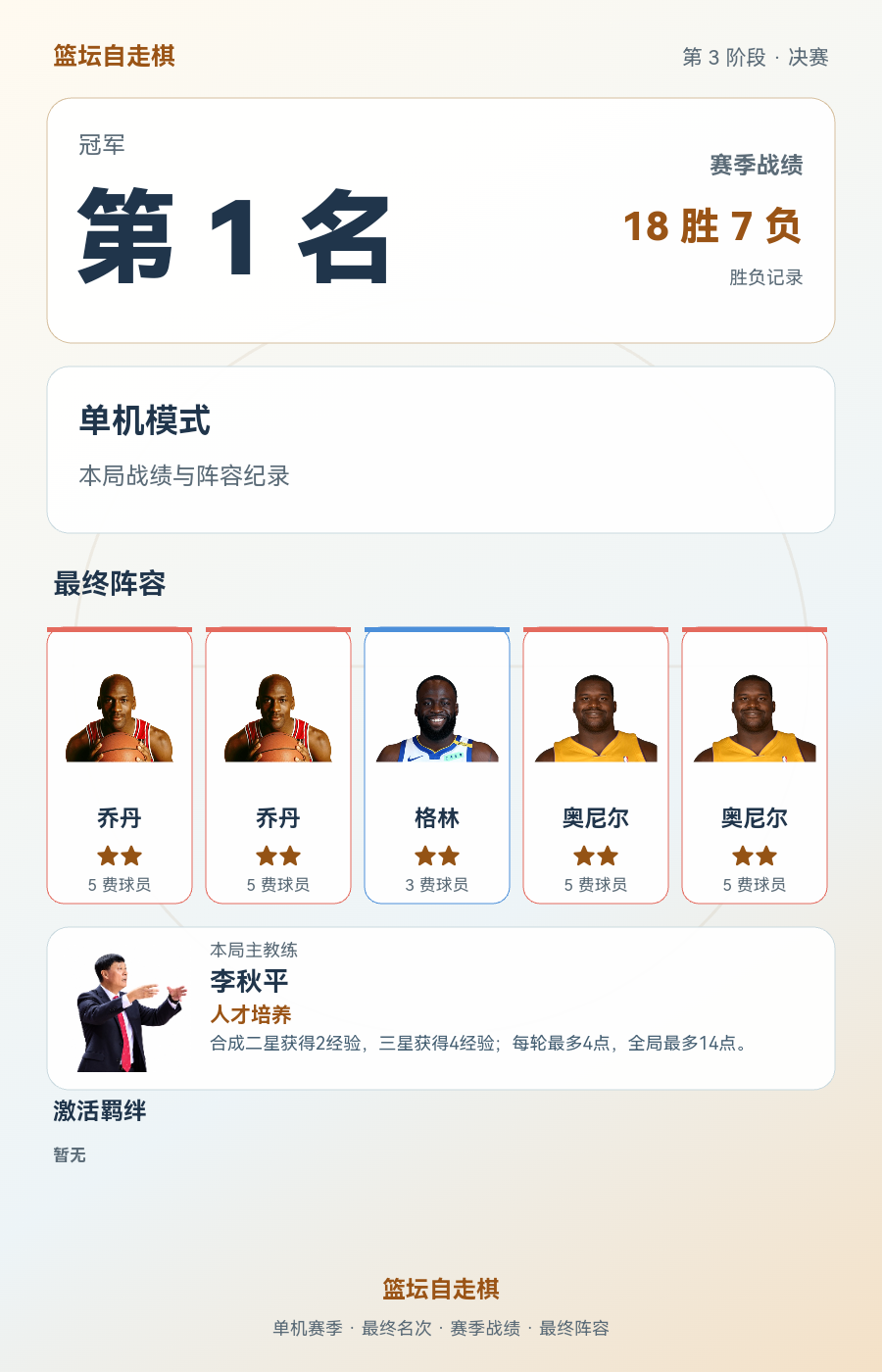 CBA自走棋战队登顶积分榜 青铜3段位刷新战绩