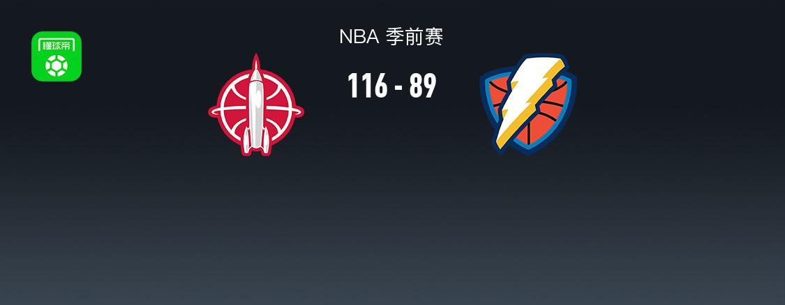 NBA季前赛：火箭116-89大胜雷霆，杰伦-威廉姆斯砍18分