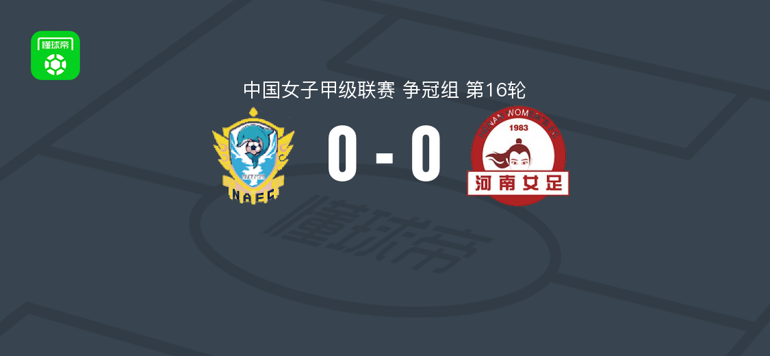 中国女子甲级联赛第16轮：福建泉州南安女足0-0河南女足，双方闷平收场