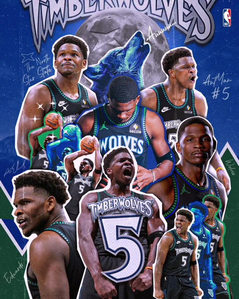 NBA官方发布爱德华兹主题海报:还有5天!2025-26赛季揭幕战倒计时