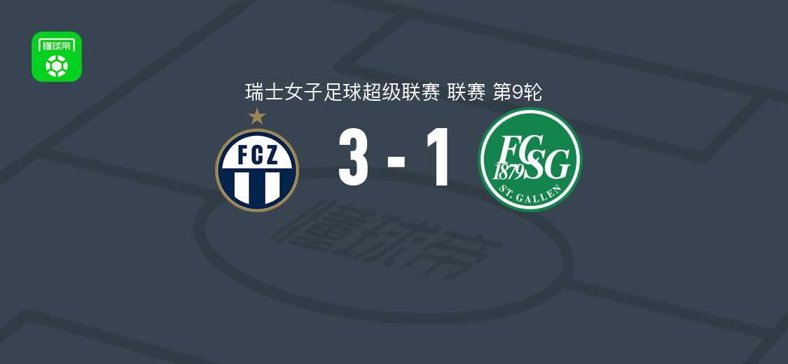 苏黎世女足3-1逆转圣加仑女足，杜布斯、埃格利破门