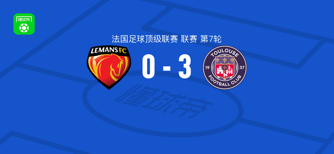 图卢兹3-0完胜勒芒 多努姆传射建功滕斯泰特破门