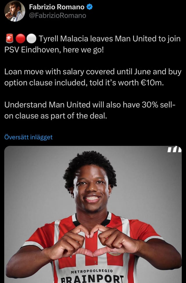 罗马诺：亢因霍温未触发马拉西亚的买断条款，球员将返回曼联