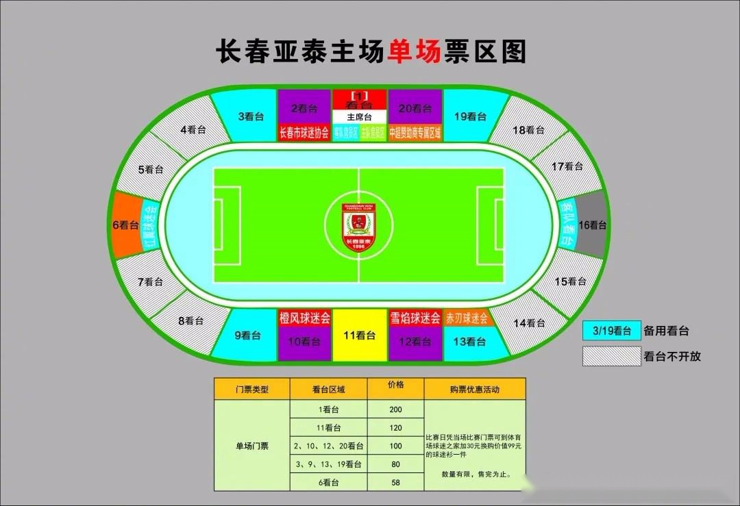 亚泰官方：9月27日前，优考生可享五折购票优惠，票价50元