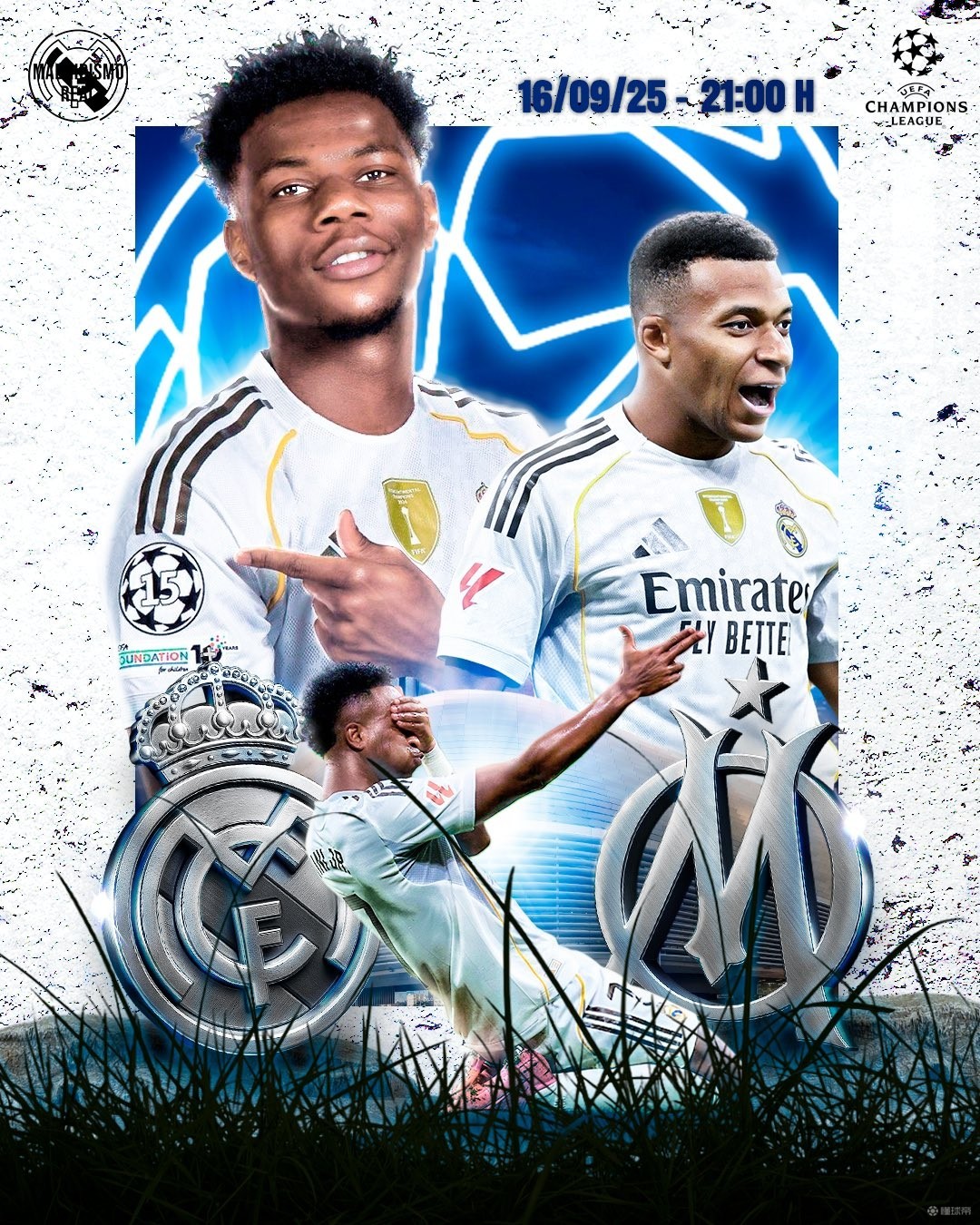 皇马VS马赛欧冠首发阵容预测，姆巴佩领衔豪华阵容引热议