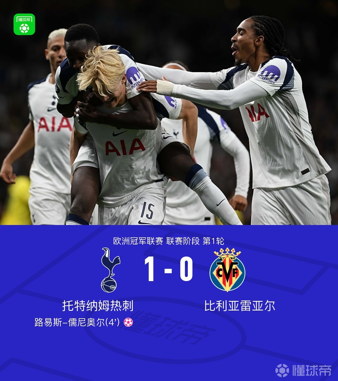 欧冠淘汰赛首轮爆冷，帕尔特伊替补引发热刺主场嘘声