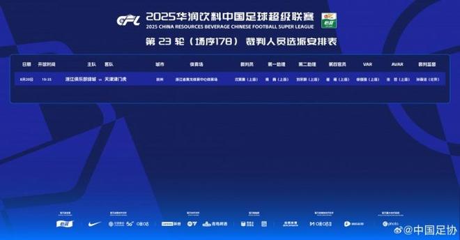 沈寅豪执法浙江队对阵天津津门虎，这回裁判组能给个说法吗