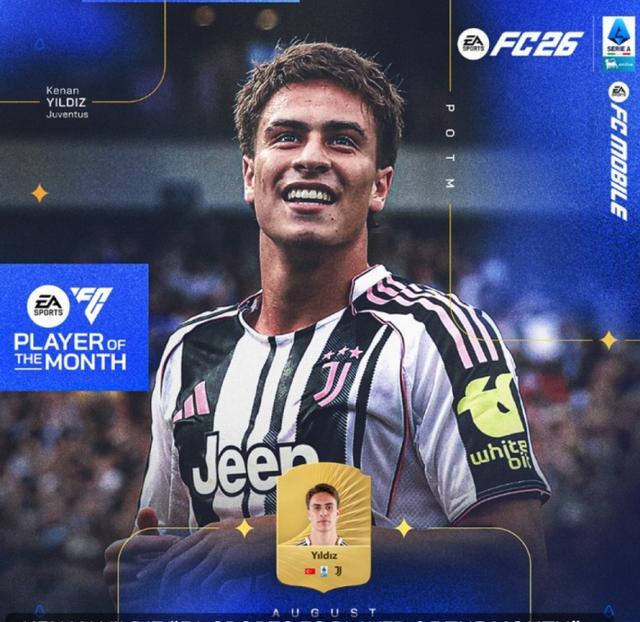 尤文锋线新星伊尔迪兹爆发 当选意甲8月最佳球员引热议