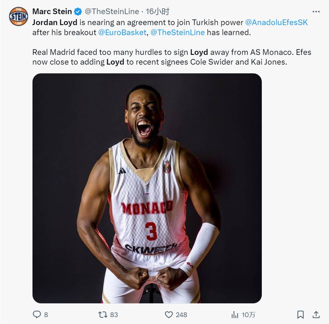 乔丹-劳埃德加盟安纳托利亚艾菲斯，欧洲篮球的另类操作