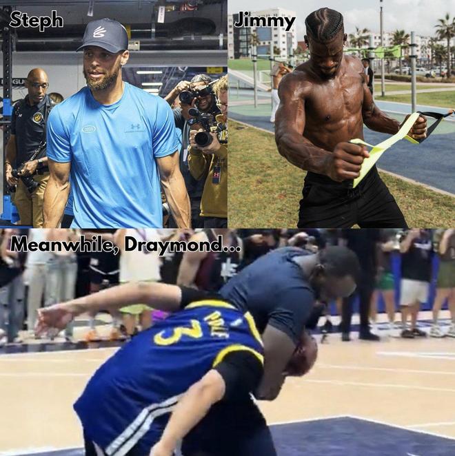 勇士为新赛季造势还是炒冷饭？库里健身刷肌肉，追梦锁喉秀功夫属实尴尬
