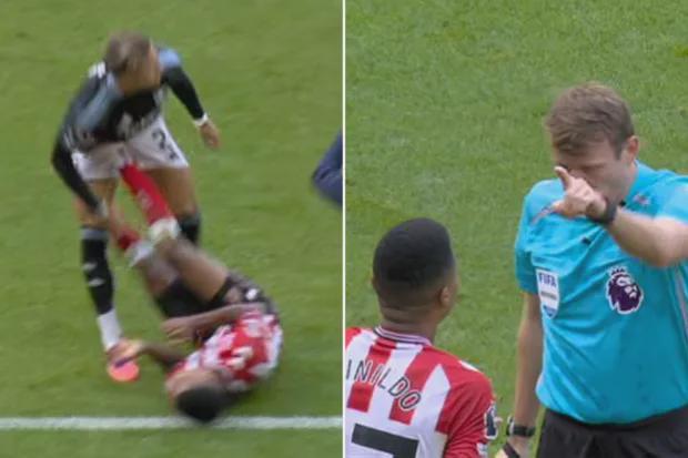 桑德兰后卫雷尼尔多暴力犯规染红，英超赛场上演尴尬一幕