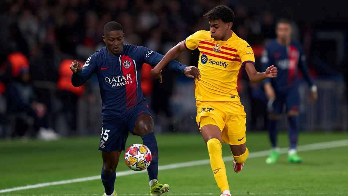 巴黎圣日耳曼VS巴塞罗那，哈基米霸气宣言：曼德斯是阻击雅马尔的关键